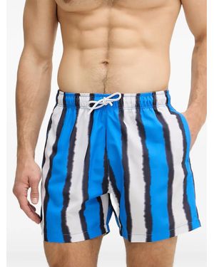 Emporio Armani Shorts Da Bagno Con Stampa A Righe Sfumate - Blu