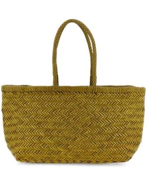 Dragon Diffusion Big Bamboo Triple Jump Woven Leather Tote Bag - Green