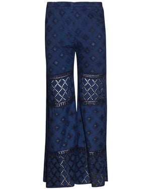 Temptation Positano Senape Lace-Insert Trousers - Blue