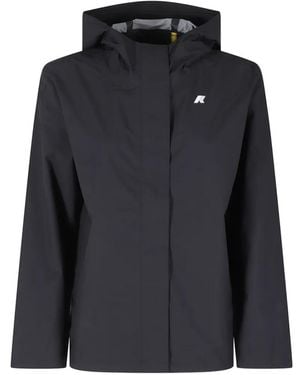K-Way Hooded Logo-Patch Jacket - Black