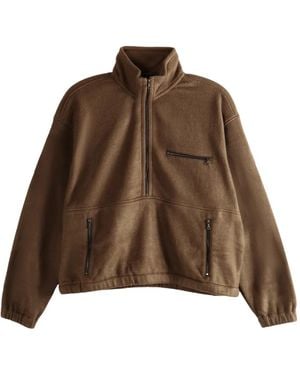 AURALEE Half-zip Fleece Sweatshirt - Brown