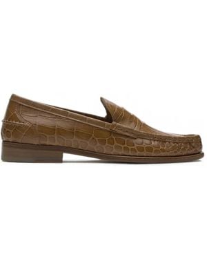 Lottusse Lara Croc-Effect Leather Loafers - Brown