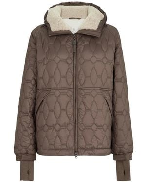 Brunello Cucinelli Water-Resistant Matte Nylon Outerwear Jacket With Thermore Padding, Shearling And Shiny Zipper Pull - Brown