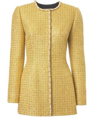 Carolina Herrera Embellished Tweed Jacket - Yellow