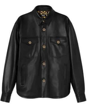 Versace Leather Shirt Jacket - Black