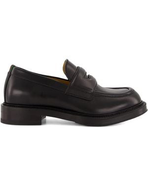 Gucci Web-Detail Leather Loafers - Black