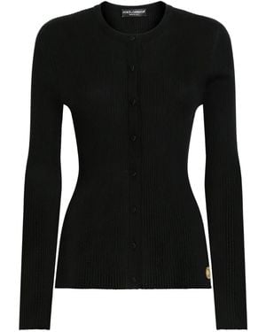 Dolce & Gabbana Ribbed Button-Up Cardigan - Black