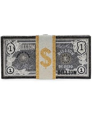 Judith Leiber Pochette Stack Of Cash Billions À Ornements En Cristal - Gris