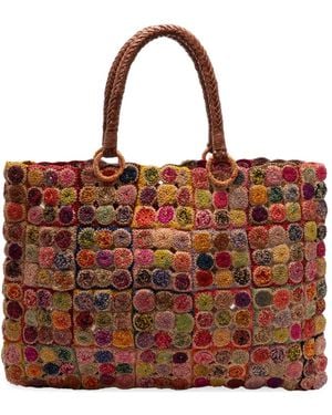 Jamin Puech Paris Mosaique Raffia Tote Bag - Brown