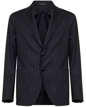 Tagliatore Pinstriped Peak-Lapel Blazer - Black