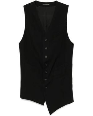 Yohji Yamamoto Chaleco asimétrico de lana - Negro