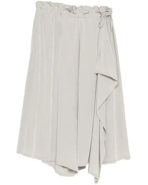Y's Yohji Yamamoto Gathered Crepe-De-Chine Trousers - White