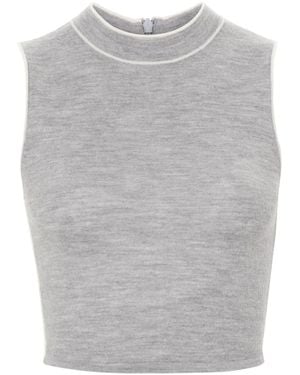 Sandro Contrasting-Trim Top - Gray