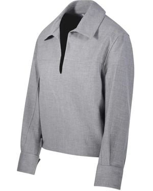 OSCAR THE COLLECTION Gryan Pleated Elasticated-Hem Top - Grey