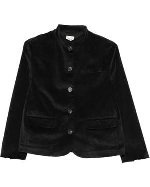 19.61 MILANO Velvet-Effect Mandarin-Collar Jacket - Black