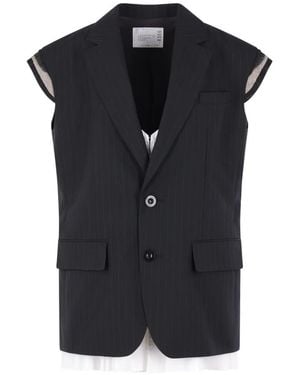Sacai Striped Vest - Black