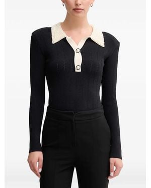 GAUDI Collar-Embellished Polo Top - Black