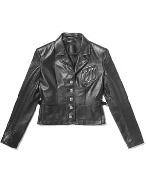 Enfants Riches Deprimes Button-Fastening Leather Jacket - Black