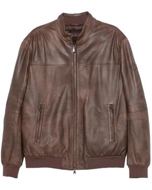 Peuterey Fionia Zip-Up Leather Jacket - Brown