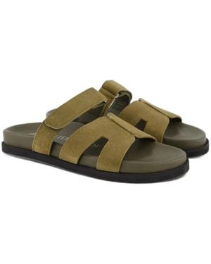 Gibaldi Ibiza Touch-Strap Suede Sandals - Green