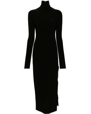 Norma Kamali Side Slits Turtleneck Midi Dress - Black