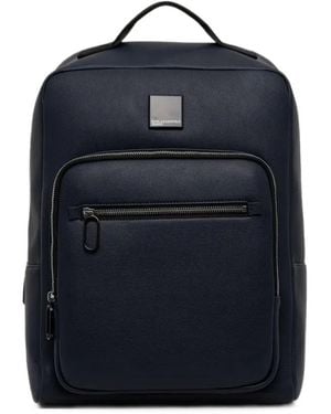 KARL LAGERFELD Logo-Plaque Pebbled Backpack - Blue