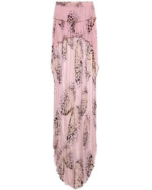 Blumarine Georgette Butterfly-Print Skirt - Pink