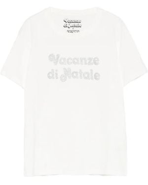 MC2 Saint Barth Emilie Cotton T-Shirt With Vacanze Di Natale Glitter Print - White