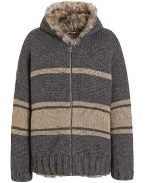 Dolce & Gabbana Sudadera con capucha y ribete de pelo - Gris