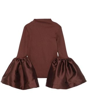 Marques'Almeida Turtleneck Puff-Sleeve Top - Brown
