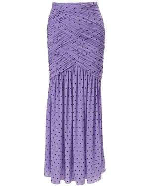 Carolina Herrera Polka-Dot Ruched Midi Skirt - Purple