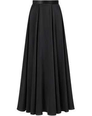 Temperley London Amerie Pleated Satin Maxi Skirt - Black