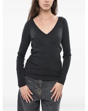 P.A.R.O.S.H. Ribbed-Knit V-Neck Sweater - Black