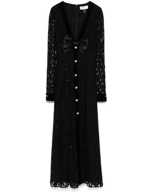 Nissa Crystal-Embellished Lace Midi Dress - Black