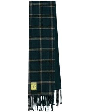 Essentiel Antwerp Kattern Check-Pattern Fringed-Edge Scarf - Green