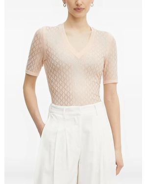 Marciano Aria V-Neck Patterned T-Shirt - White