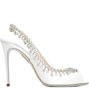 Aquazzura 105Mm Temptation Crystal-Embellished Slingback Sandals - White