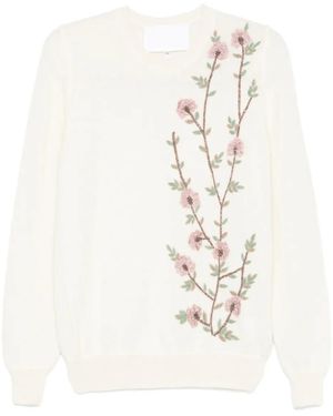 Costarellos Floral-Embroidered Sweater - White
