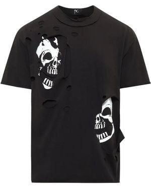 THUG CLUB Dead Inside Distressed Skull-Print T-Shirt - Black