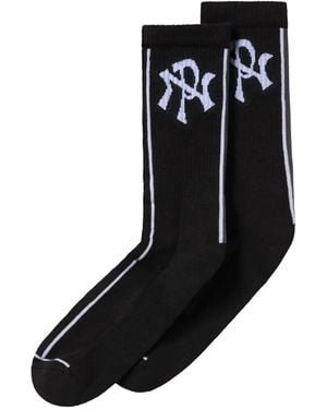 Aries Nyp Logo-Jacquard Socks - Black