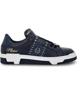Philipp Plein Baskets Cocco En Cuir - Bleu