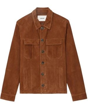 Zadig & Voltaire Veste En Daim À Boutonnière - Marron