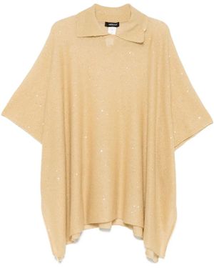 Fabiana Filippi Sequinned Brushed-Finish Cape - Natural