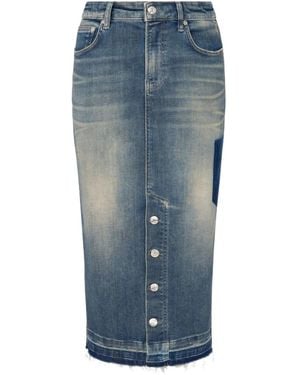 Moschino Raw-Hem Midi Denim Skirt - Blue