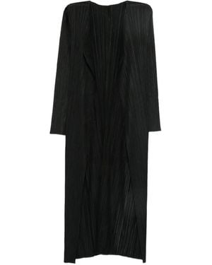 Pleats Please Issey Miyake Manteau Plissé À Manches Longues - Black