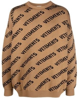 Vetements Jersey De Intarsia Con Logo Estampado - Marrón