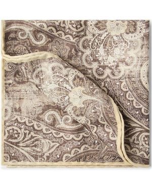 Brunello Cucinelli Printed Silk Pocket Square - Natural