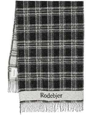 Rodebjer Check-Pattern Fringed Scarf - Black