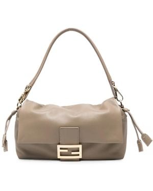 Fendi Medium Baguette Leather Shoulder Bag - Metallic
