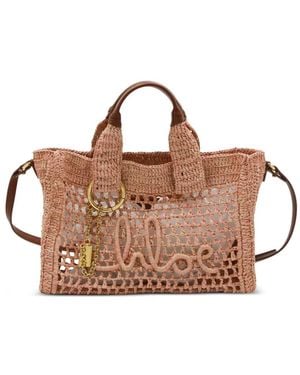 Chloé Small Summer Banana Woven-Raffia Shoulder Bag - Brown